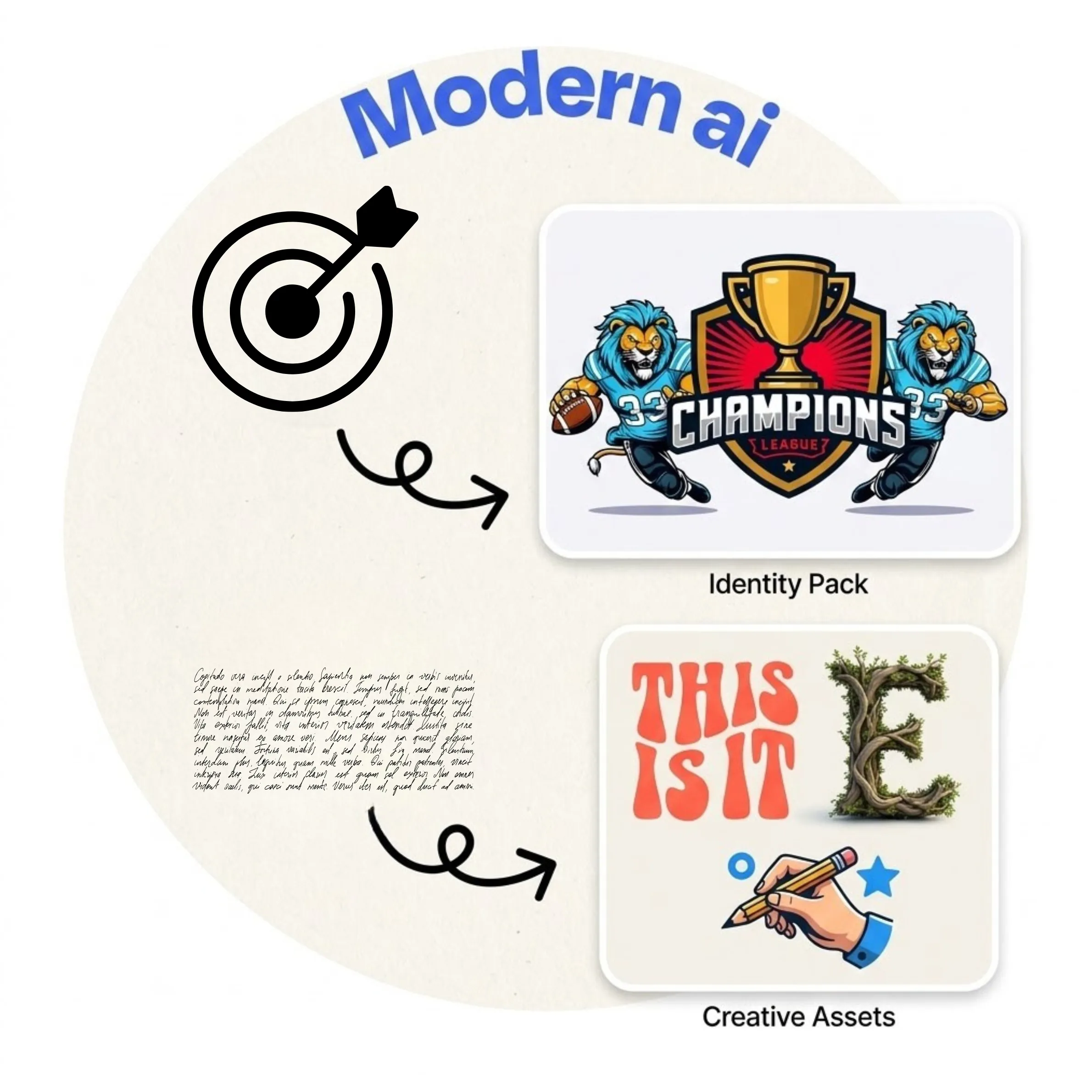 Multiple logo style variations generated from one prompt